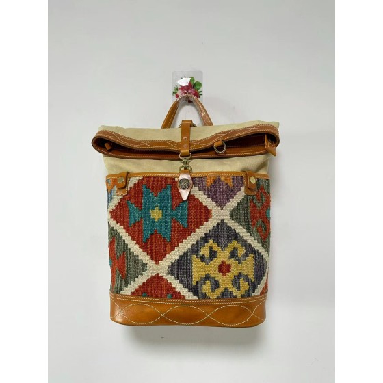 Navajo handmade wool blanket backpack
